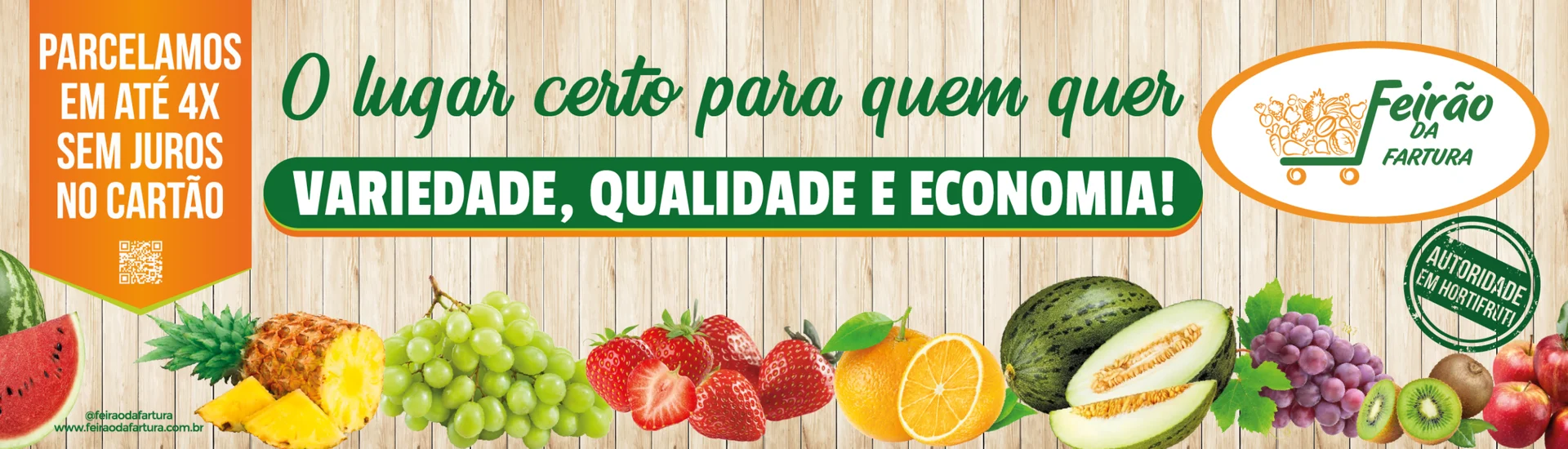 Parcelamos em até 4x sem juros no cartão. O lugar certo para quem quer variedade, qualidade e economia!